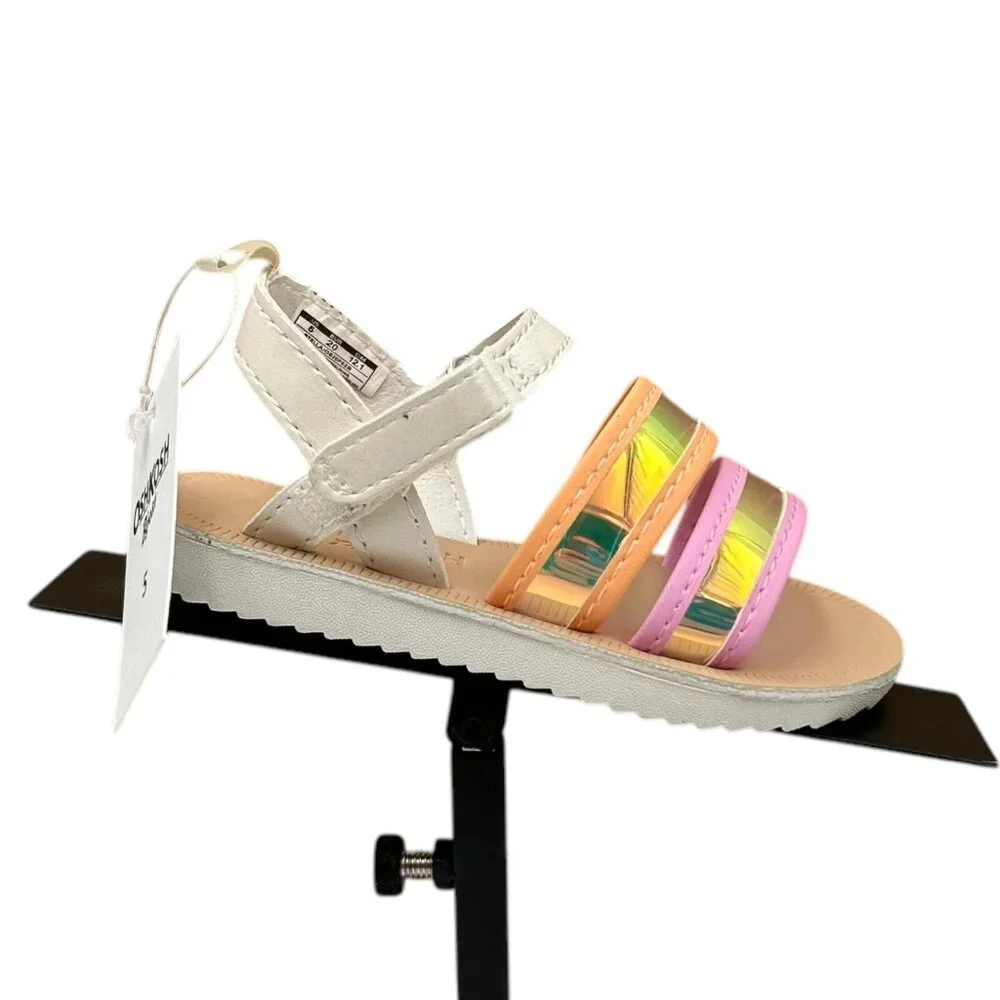 OshKosh Stella Baby-Infant Girls Fashion Sandals Size 5 Gold-White-Pink‎